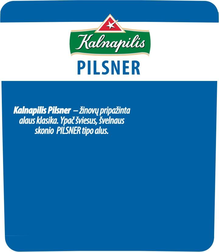 Prekės ženklas: Kalnapilis PILSNER Kalnapilis Pilsner – žinovų pripažinta alaus klasika. Ypač šviesus, švelnaus skonio PILSNER tipo alus.